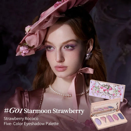 Flower Knows Violet Eye Shadow Strawberry Rococo Series Five-Color Eyeshadow Palette G01 Starmoon Strawberry 0.21OZ./6G