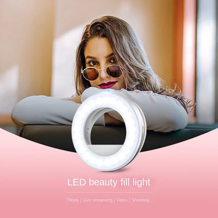 Ring Light Phone Selfie Stick LED Clip-on Rechargeable Round Lamp Live Stream for Smartphone Laptop IPad IPone