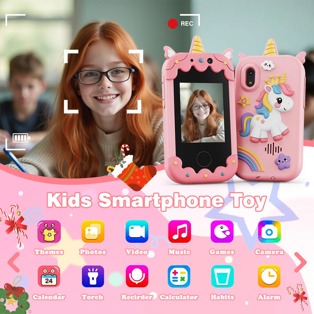 Kids Smart Phone for Girls Christmas Birthday Gifts for Girls Kids Toys Phone with  Touchscreen Dual Camera Game Music Player