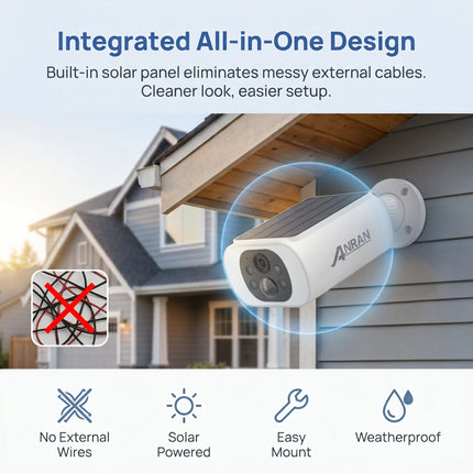 ANRAN 2K Wireless Solar Camera Outdoor Surveillance Integrated Battery Wifi Camera Humanoid Detection Flash Alarm Night Vision