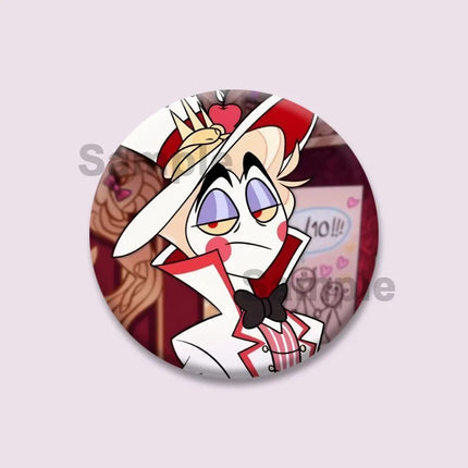Lucifer Alastor Duckies Soft Button Pins DIY Round Snap-in Brooches Backpack Shirt Accessories  Customize Cartoon Cosplay Badge