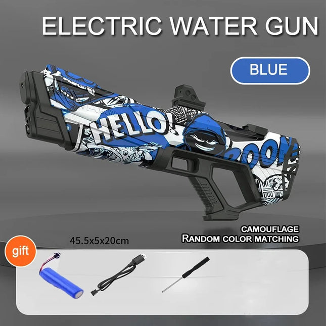 Electric Continuous Water Gun Fully Automatic Water Absorption Large Capacity Outdoor Battles Summer Water Fights Children Toys