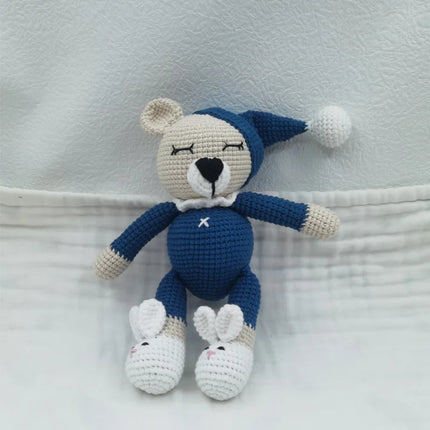 1 Set DIY Crochet Bear Baby Teether Newborn Bunny Rattle Toy Wooden Molar Teething Ring Pacifier Clips Chain Set Baby Stuff