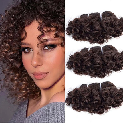 Code Calla Bouncy Curly Hair Bundles Double Draw Indian 6inch Short Cut Remy Human Hair Extensions Natural Black Brown Color