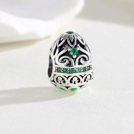 New 925 Sterling Silver Easter Egg Charm European-style Floral Pattern Cutout Charm Fit Original Bracelet DIY Woman Jewelry Gift