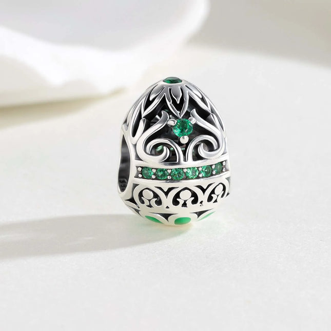 New 925 Sterling Silver Easter Egg Charm European-style Floral Pattern Cutout Charm Fit Original Bracelet DIY Woman Jewelry Gift