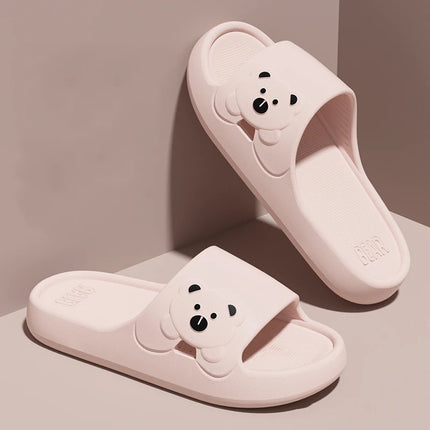 Fashion Women's Slippers Indoor Soft Sole Cartoon Bear Slides Bathroom EVA Outdoor Men Summer Beach Flip Flops Shoes Couple