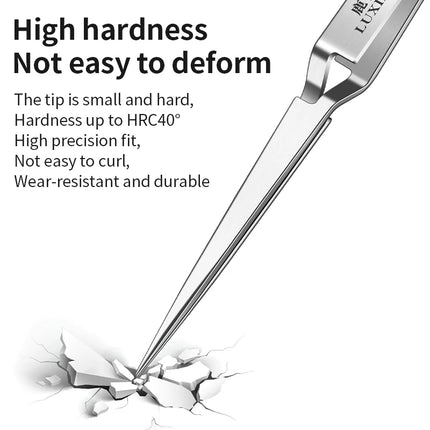 LUXIANZI Stainless Steel Reverse Tweezers Anti-Static Industrial Tweezers Acid Resistant Non-magnetic Precision Forceps Tools