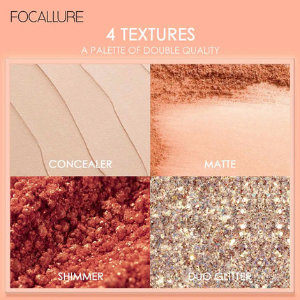 FOCALLURE 10-Color Eyeshadow Palette Long-Lasting Colorful Eye Shadows with Glitter Highlighter Shimmer - Eye Makeup Cosmetics