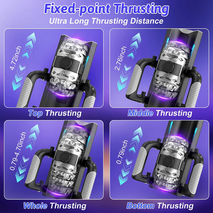 THRUSTING-King 12cm 6-Segment Fixed-point Telescopic Male Masturbator One-Key Burst Masturbation Cup Trainer Sex Toys for Men