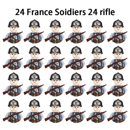 WWII Infantry Military Soldier War National Army Mini Gun Weapon Models Building Blocks Building Blocks Toys for Kids