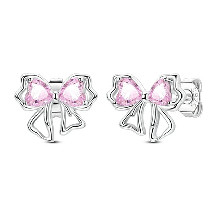 2025 New 925 Sterling Silver Earrings Simple Bow Strawberry Butterfly Hoop Stud Earrings for Wedding Party Women Jewelry Girls