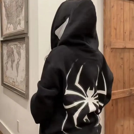 European and American Halloween Personalized Men's and Women's Sweatshirts and HoodiesY2KCouple Large Size Spider-Manzip hoodie