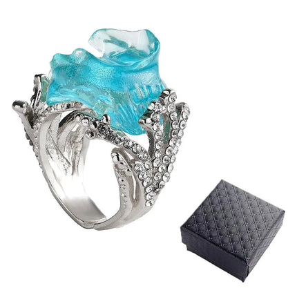 1/3PCS Ocean's Oath Wave Decorative Ring Necklace Earrings Jewelry Set For Women Gift Fashion Sky Blue Decoration Jewelry Gift