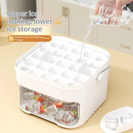 Hot Food-grade Ice Cube Mold Bucket, Press-type Ice Cube Mold, Refrigerator Frozen Ice Cube Food Storage Box Tray