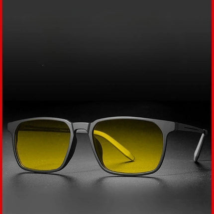 Metal Square Frame Photochromic Night Vision Myopia Glasses Day and Night Dual-Use Driving-Specific Anti-Glare Business Eyewear