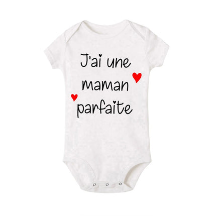 I Have A Perfect Mother Print Newborn Clother Baby Short Sleeve Romper Toddler Jumpsuit Infant Girl Boy Unisex Bodysuits Outfit