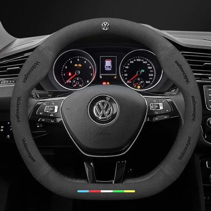 For Volkswagen Passat Golf 5 GTI Beetle Tiguan Touareg Polo T-ROC T-Cross Magotan Jeeta Car Suede Anti-Slip Steering Wheel Cover