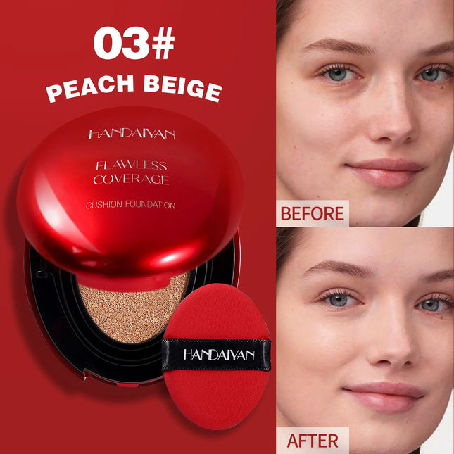 handaiyan Puff + Concealer Red Shell Foundation Natural Finish Brighten Skin Color Long Lasting Makeup Foundation