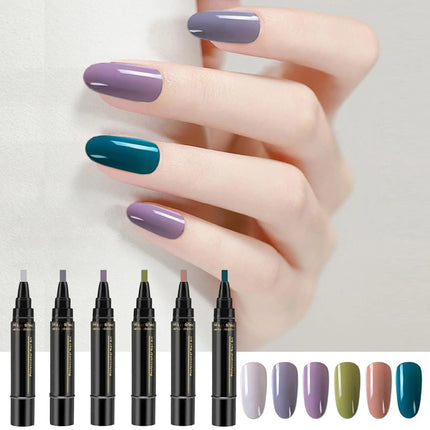 Summer Neon Gel Nail Polishs Pen Long Lasting Pure Color Nail Gel Nail Arts Marker Manicure Pen Nail Polishs Base Top Coat Gel