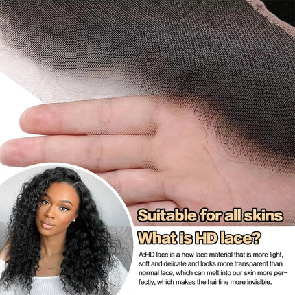 13x4 Lace Frontal Closure Water Wave Human Hair Ear to Ear HD Lace Frontal Closure Free Part Brazilian Wet and Wavy Hair