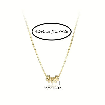 Mini Ring Pendant Gold simple snake bone necklace 5 circles 14K Gold Plated high quality brass women jewelry gift