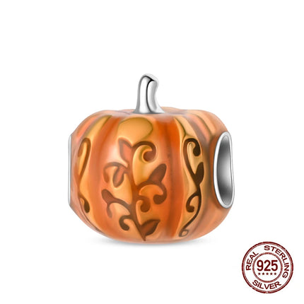 Autumn New 925 Sterling Silver Brown Maple Leaf Pumpkin Bee Charms Bead Fit 3mm 925 Original Bracelets DIY Jewelry Warm Gift