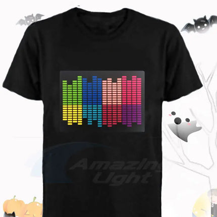 Popular Sound Active Equalizer EL T-shirt Equalizer Light Up Down LED T-shirt Flashing Music Activated LED T-shirts Men Women Tee