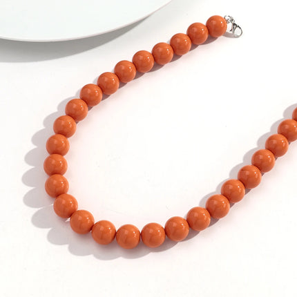 Boho Colorful Acrylic Big Ball Bead Chain Necklace Trendy Handmade Round Choker Necklaces for Women Man Statement Jewelry Gift