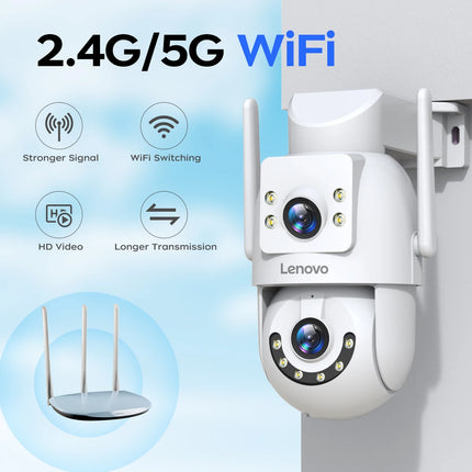 Lenovo 4MP HD Wifi PTZ Camera Outdoor 4MP Dual Lens Dual Screen Auto Tracking Security IP Camera CCTV Audio Video Surveillance