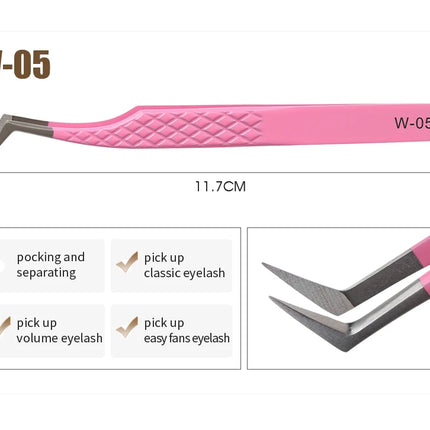 Natuhana Rose red Tweezers Stainless Steel  Tweezers High Precision Anti-static Tweezers for Eyelash Extensions Makeup