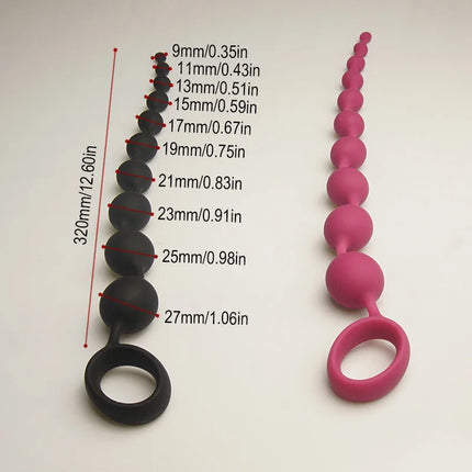 Silicone Anal Beads Sex Toys,10 Increasing Size Balls Anus Butt Plug,Analplug Buttplug Butplug With Easy Pull Loop Handle