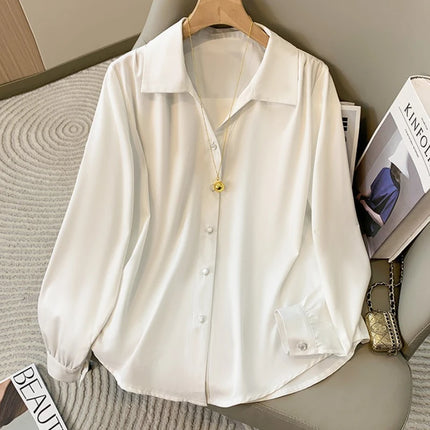 2026 Plus Size Blouses For Women Spring New Solid Long Sleeve Shirts Korean Fashion Ladies Blouse Simple Female Clothing Tops