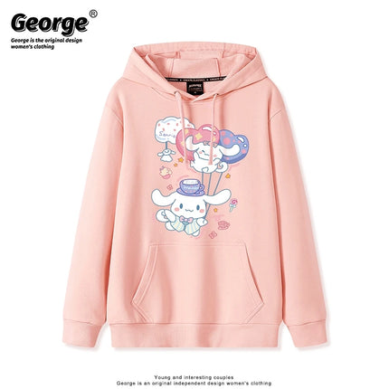 Korean Cute Cinnamoroll Hook Haze Blue Hooded Sweater Cute Girl Loose Versatile Girlfriend College Style Loose Long Sleeve Top