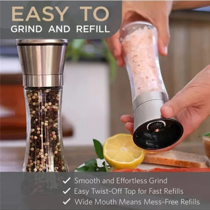 180/200ML Pepper Grinder Stainless Steel Glass Spice Bottle Salt Pepper Mill Manual Spice Grinder Mill Household Kitchen Gadgets