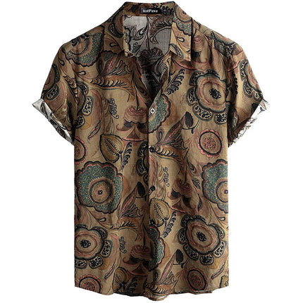 Mens Casual Hawaiian Floral Shirts 3D Full Print Short Sleeve Button Down Tropical Beach For Men Camisa Manga Masculina