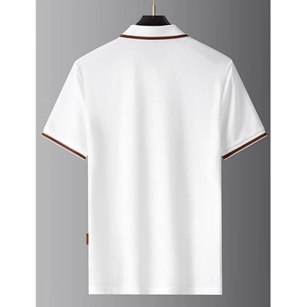 Luxury Brand Men's T-shirt designer Business Loose Fit Turn Down Collar Short Sleeve Polo Shirt Soft Solid Tops Tees Men T-shirt