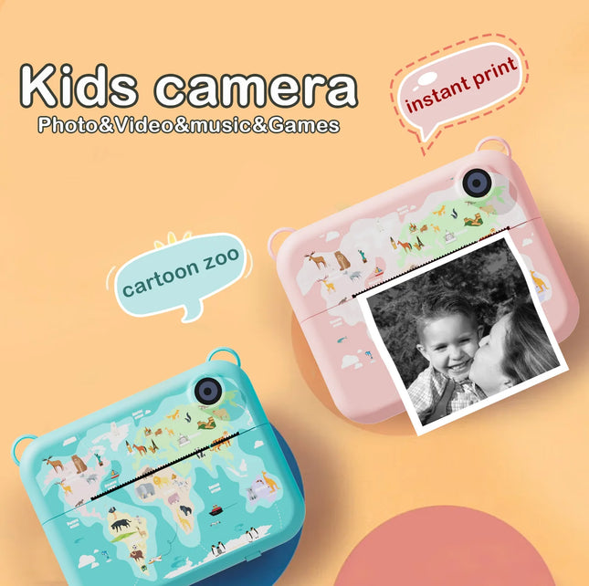 Children's printable camera with 32 GB TF card, photo & video & games, dual cameras, flash, perfect gift for boys and girls