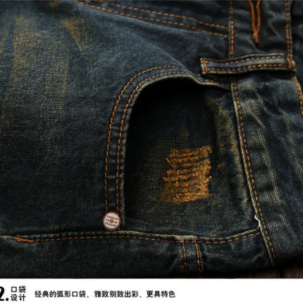 2026 Men's Dark Blue Jeans, Vintage Fashion Casual Trousers, Denim Pants Asian Sizes 29-38, 40, 42.