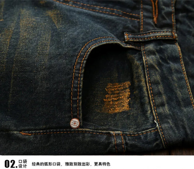 2026 Men's Dark Blue Jeans, Vintage Fashion Casual Trousers, Denim Pants Asian Sizes 29-38, 40, 42.