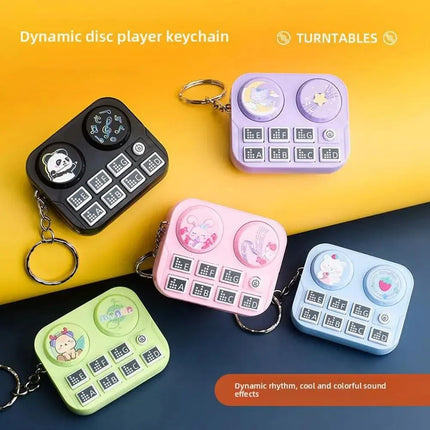 Mini Keychain with DJ Disc Player for Kids, Musical Instrument Sound Button, Toy Games, Educational Toy Bag, Pendant Keychain, 1