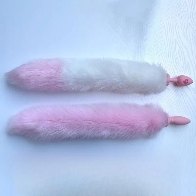 Small Silicone Butt Plug Dildo Vaginal Plug with Detachable Fake Soft Fox Rabbit Tail for Couple Anal Bead Dilator Sex Toys