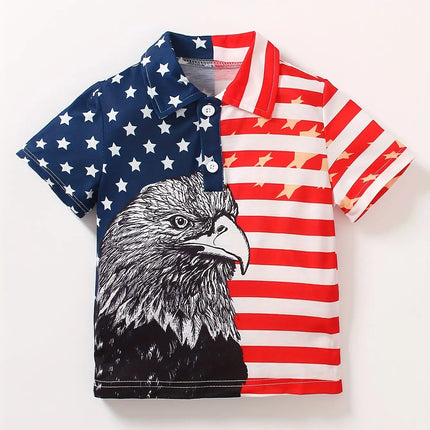Cartoon Pattern Print Boys Girls Creative Polo Shirts Casual Short Sleeve Lapel Shirt Tops Children Clothes for Summer Outdoor