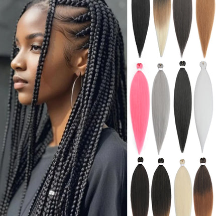 Pre-stretched Synthetic Braiding Hair Ombre Professional Easy  Hot Water Setting Soft  Crochet Braid Hair  Extensions