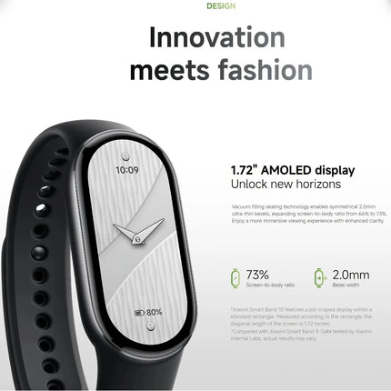 Xiaomi Mi Smart Band 10 Global Version 1.72" AMOLED Health Monitoring 21 Day Battery 5ATM Waterproof Smartwatch Sports Bracelet