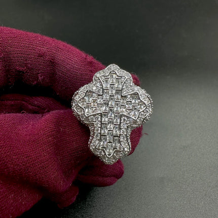 Aokaishen Cross Finger Ring Iced Out AAAAA Zircon Prong Setting Fashion Luxulry Men Hip Hop Jewelry for Gift