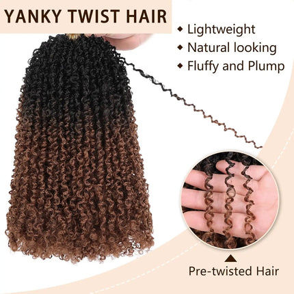 7 Packs Pre-looped Yanky Twist Crochet Braids Hair Synthetic Natural Black Pre-twisted Passion Twist Boho Crochet Braid Hair
