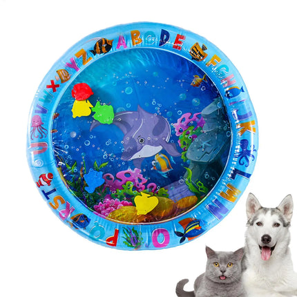 Water Sensory Play Mat Thickened Inflatable Water Mat For Cat And Dog Pet Playmat With Fish Sea Ocean Theme Sensory Toy Water
