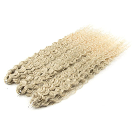 FASHION IDOL 22 Inch 300g 3PCS Ariel Curl Hair Water Wave Twist Crochet Hair Synthetic Ombre Brown Fiber Braiding Hair Extension