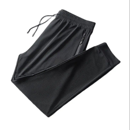 Men's Sportswear Summer Cool Quick Dry Breathable Knit Sports Pants Drawstring Thin Boys Trousers Tactical Clothing 2025 Z1A1
